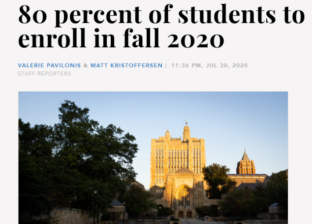 美國耶魯大學(xué)最新消息：2020秋季入學(xué)率80% 具體開學(xué)日期發(fā)布